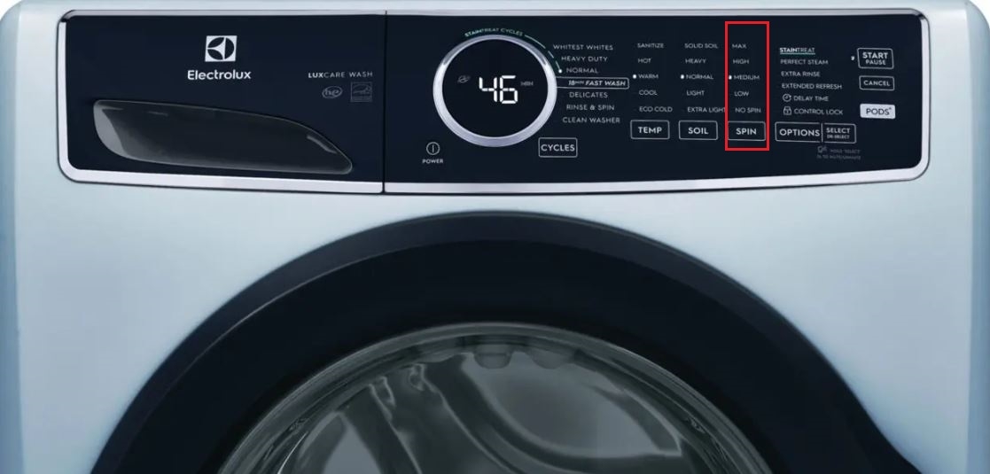 Chế độ vắt của máy giặt Electrolux 3