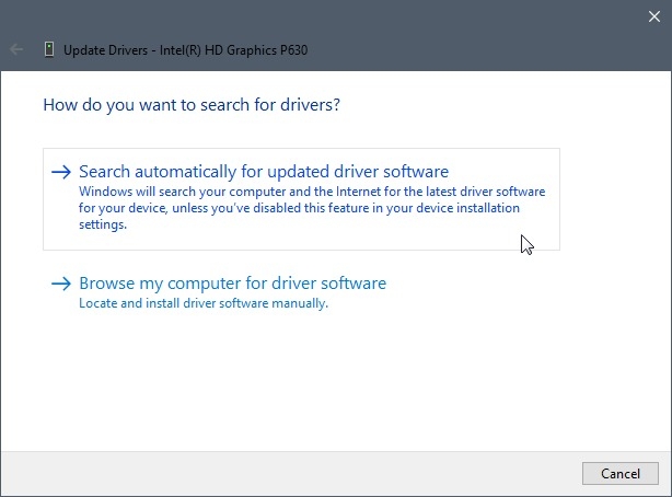 Search automatically for updated driver software