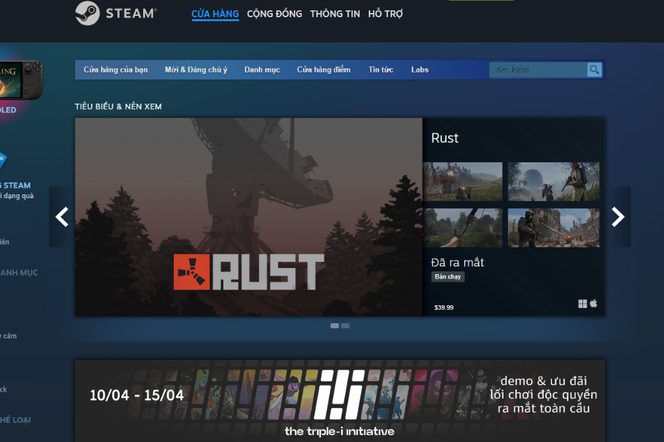 Truy cập vào Steam