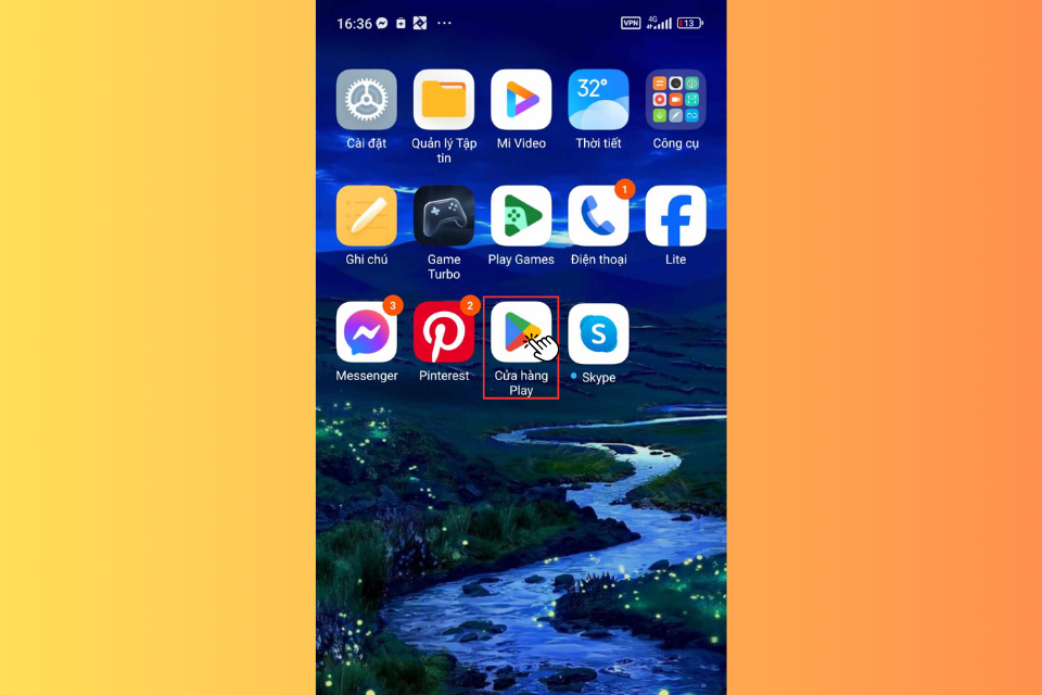 Nhấp vào ứng dụng Google Play