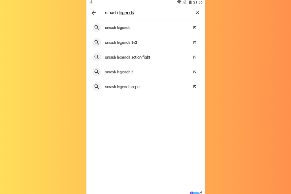 Nhập từ khóa “Smash Legends” vào thanh tìm kiếm
