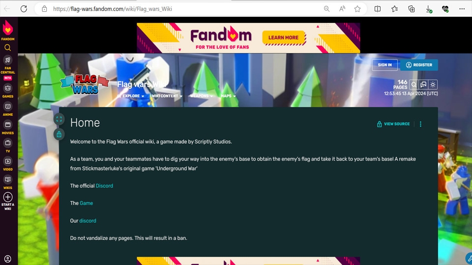 Website fandom game Flag Wars