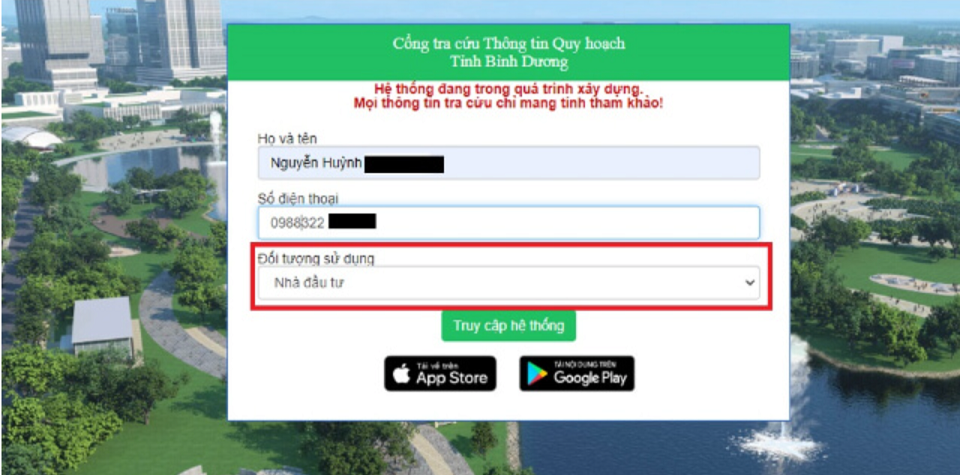 Cách sử dụng app check quy hoạch đất đai tỉnh Bình Dương