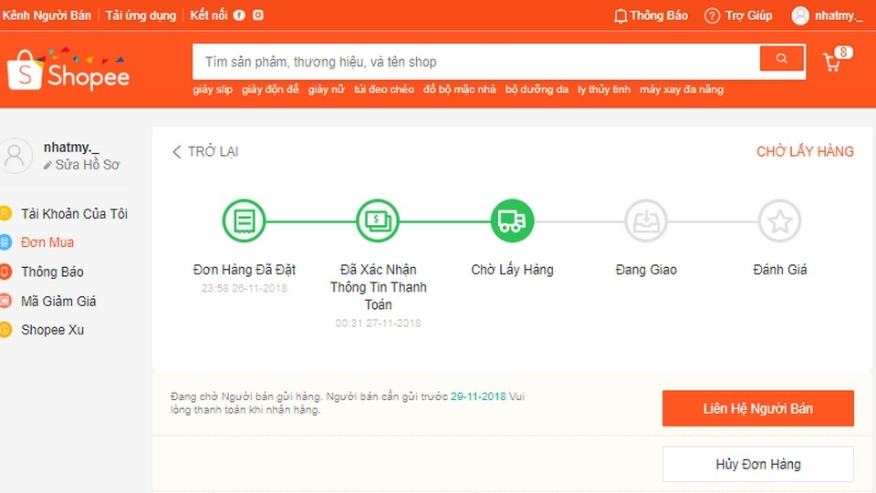 Kiểm tra đơn hàng Shopee trên ứng dụng