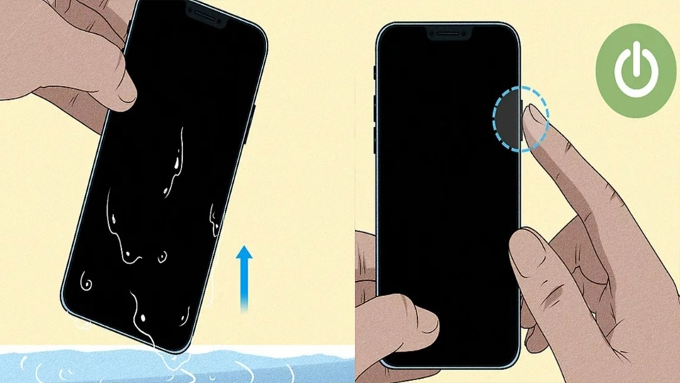 Lấy điện thoại lên và nhanh chóng tắt nguồn