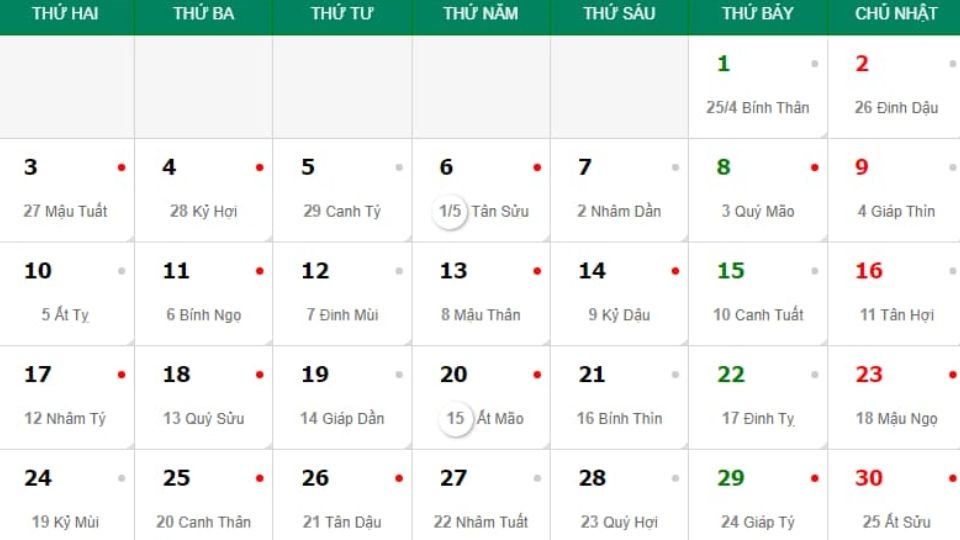 Tổng quan về lịch âm tháng 6 2024