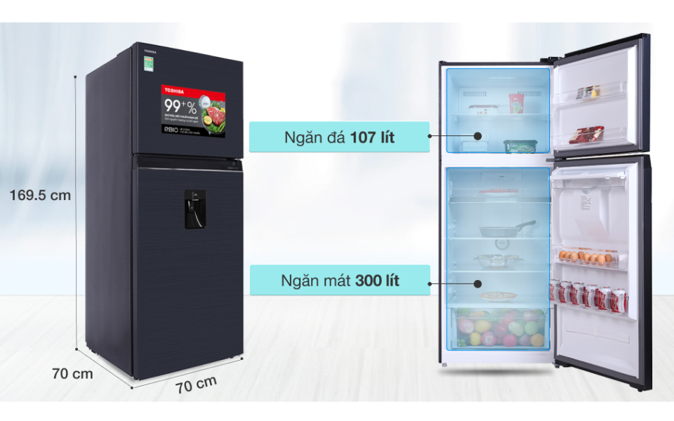 Tủ lạnh Toshiba Inverter 407 lít GR-RT535WE-PMV(06)-MG