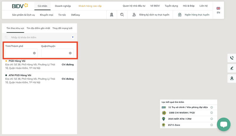 giờ làm việc bidv 2
