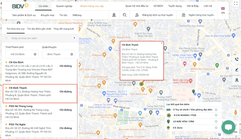 giờ làm việc bidv 3