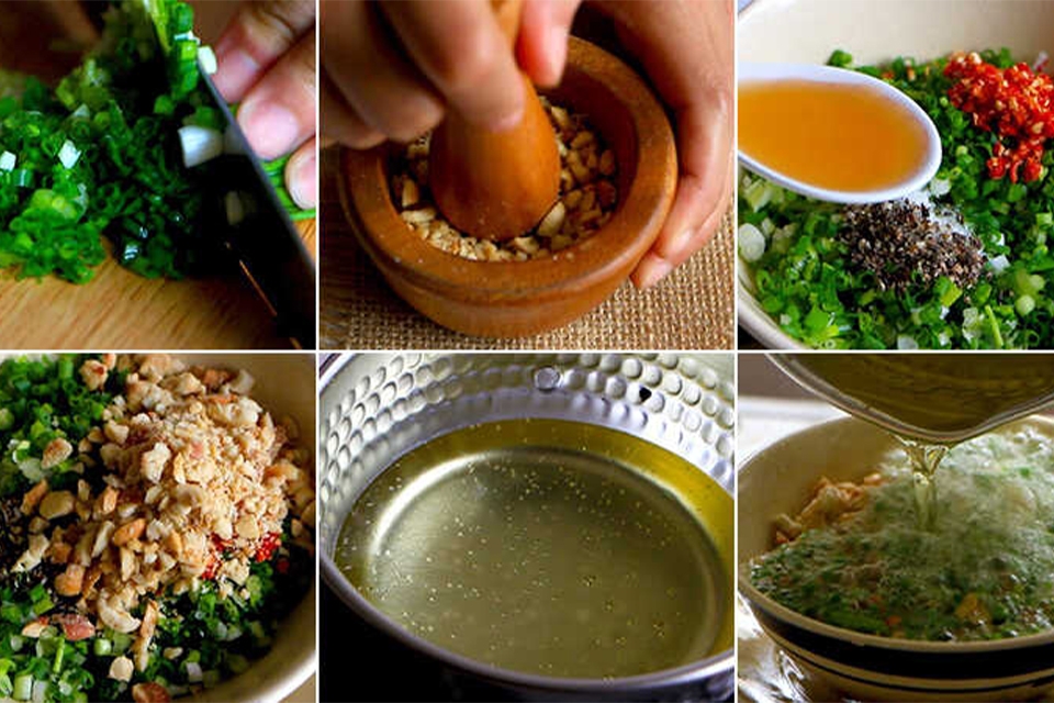 Cách làm mỡ hành bằng dầu sôi