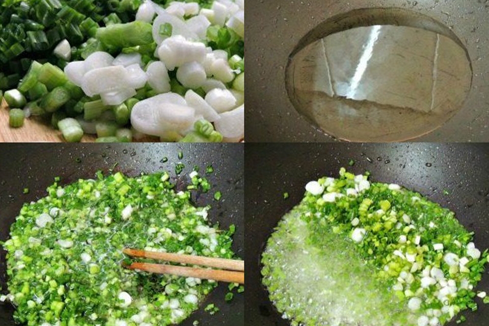 Cách chế biến mỡ hành bằng chảo