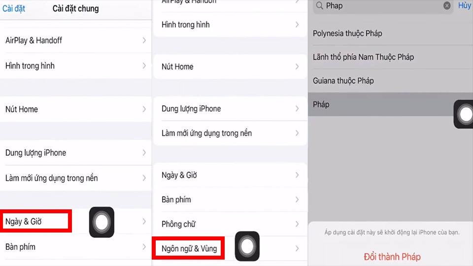 Chuyển đổi vùng điện thoại