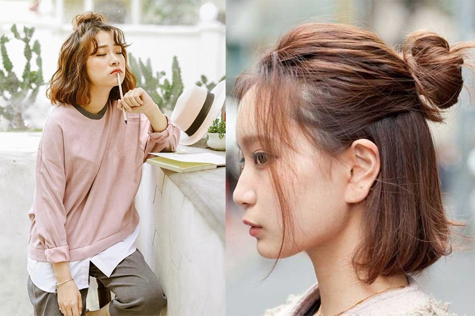 Cách buộc tóc ngắn nửa đầu thu hút