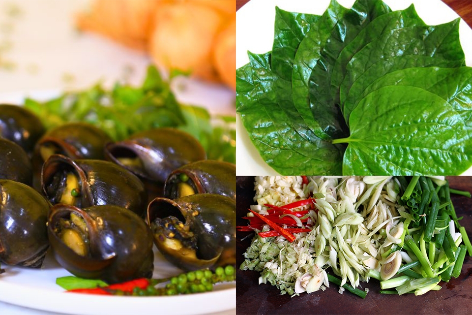 Chuẩn bị nguyên liệu ốc xào lá lốt