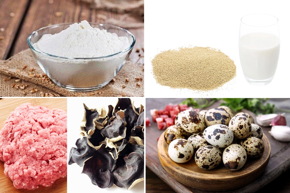 Nguyên liệu làm bánh bao hấp.