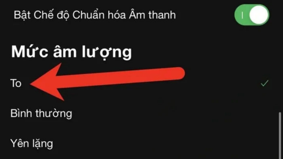 Chọn mức âm lượng To