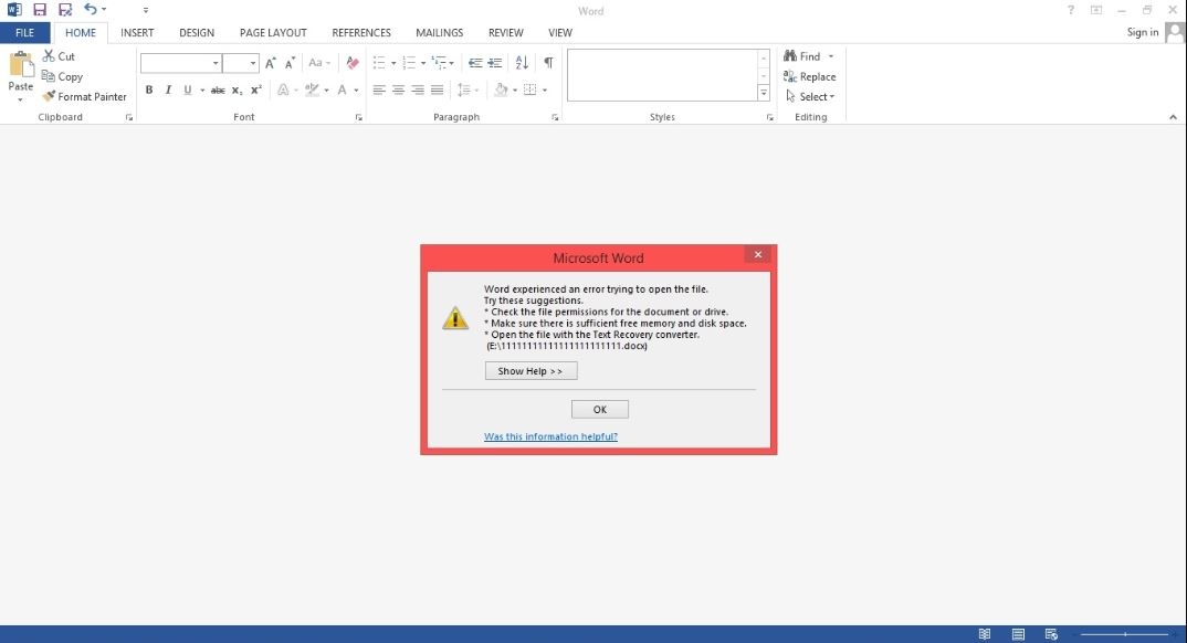 không mở được file Word - hình 1