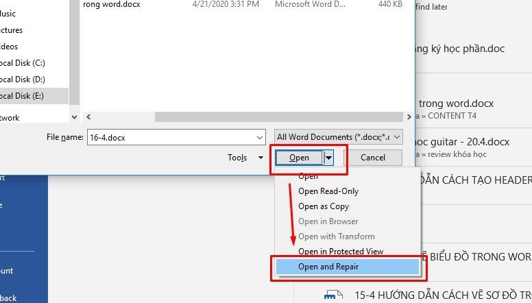 không mở được file Word - hình 5