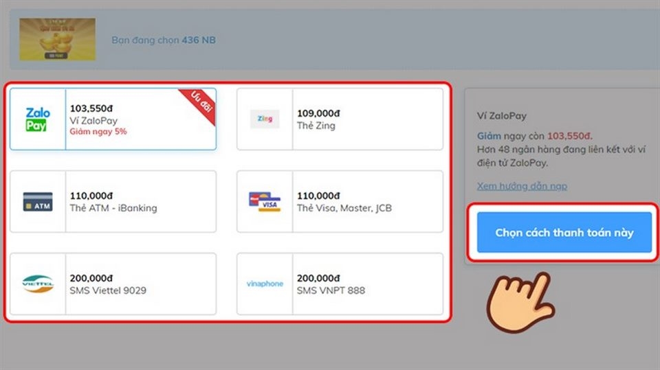 Thực hiện các bước thanh toán