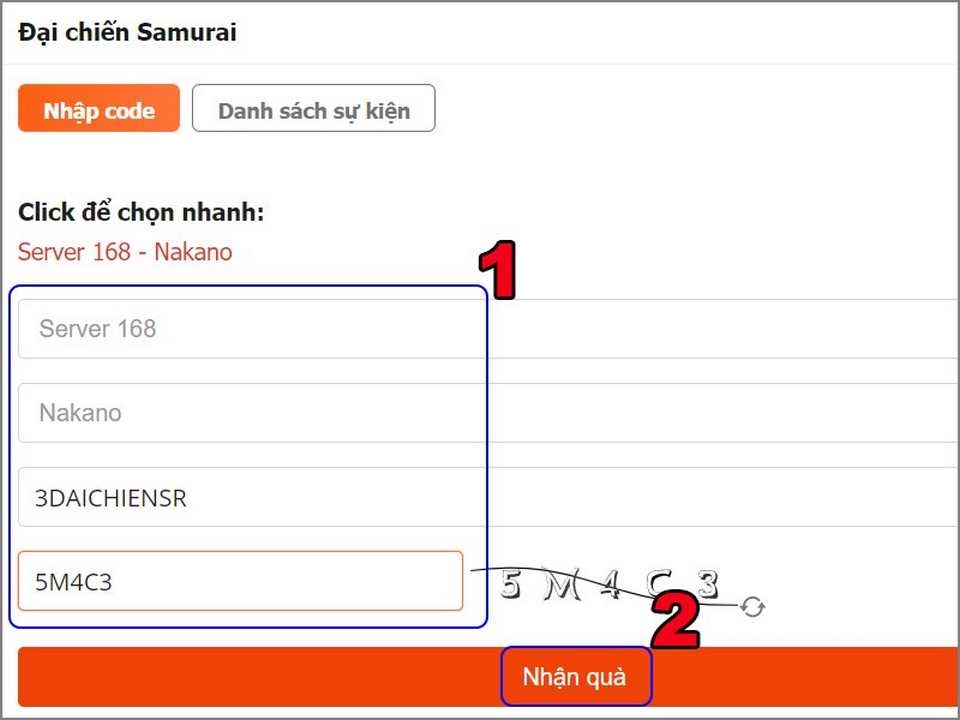 Hoàn tất thao tác nhận quà