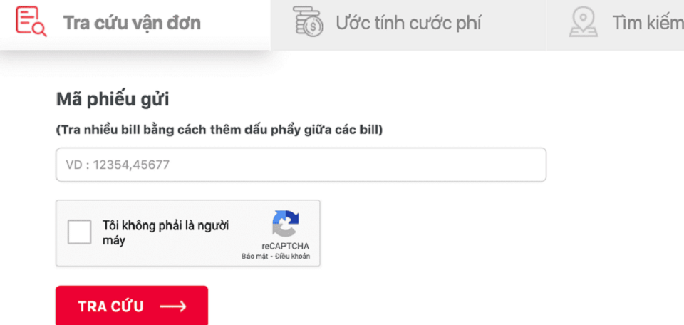 Giao diện tra cứu tình trạng đơn hàng trên Viettel Post