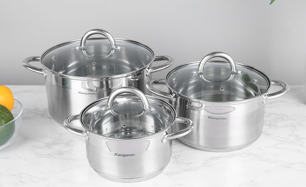 nồi inox nắp kính đáy từ Kangaroo KG876