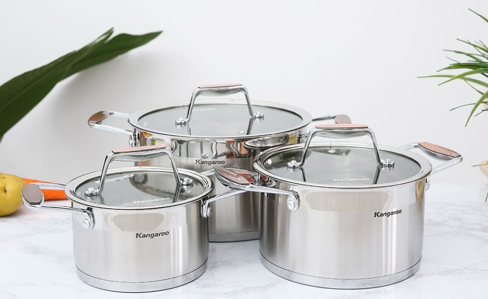 Bộ 3 nồi inox 5 đáy Kangaroo KG3CS2