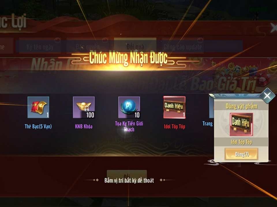Nhận code game thành công