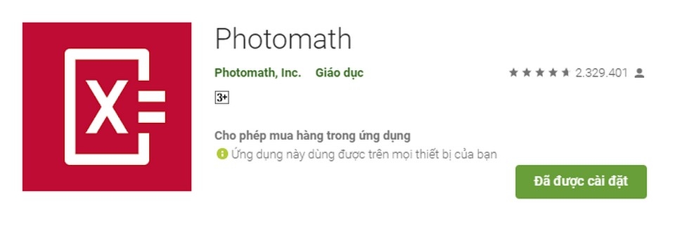 Photomath - Ứng dụng giải toán cao cấp tuyệt vời