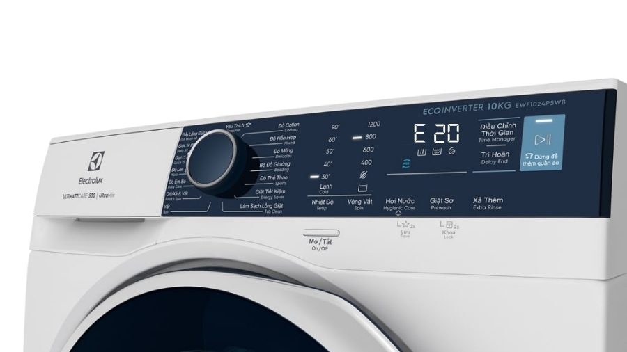 Dấu hiệu để nhận biết lỗi E20 máy giặt Electrolux