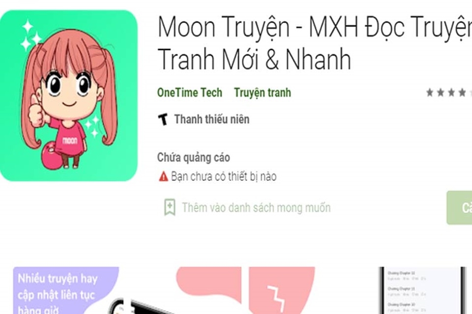 Phần mềm đọc truyện tranh Moon Truyện