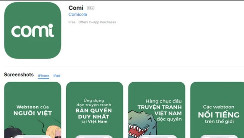 Phần mềm đọc truyện có bản quyền do Việt Nam sản xuất Comi