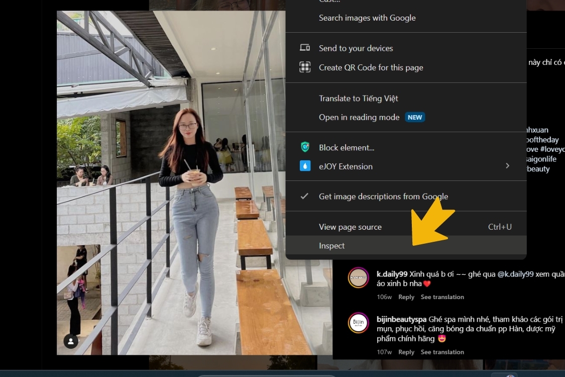 Tải ảnh Instagram về máy tính thủ công từ nguồn trang