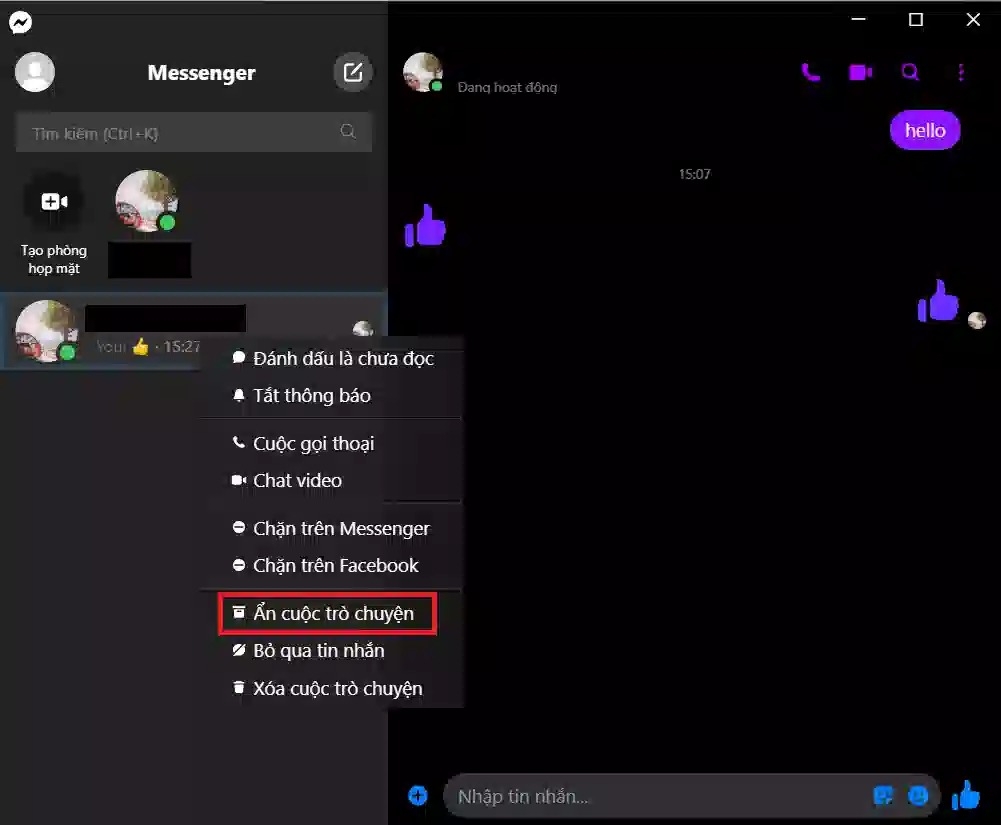 cách ẩn tin nhắn messenger trên iphone