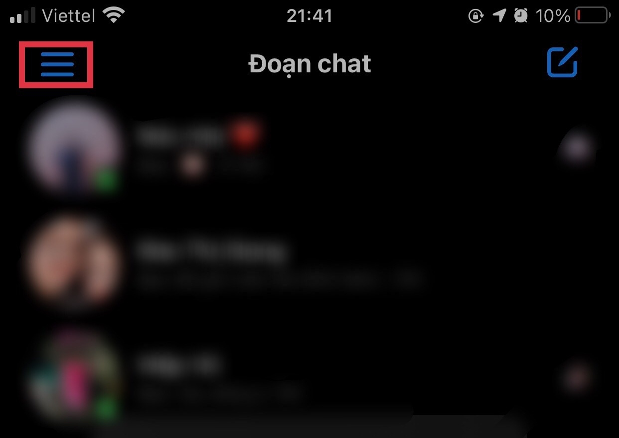 cách ẩn tin nhắn messenger ấn vào biểu tượng dấu gạch ngang