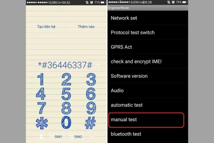 Chọn Manual test