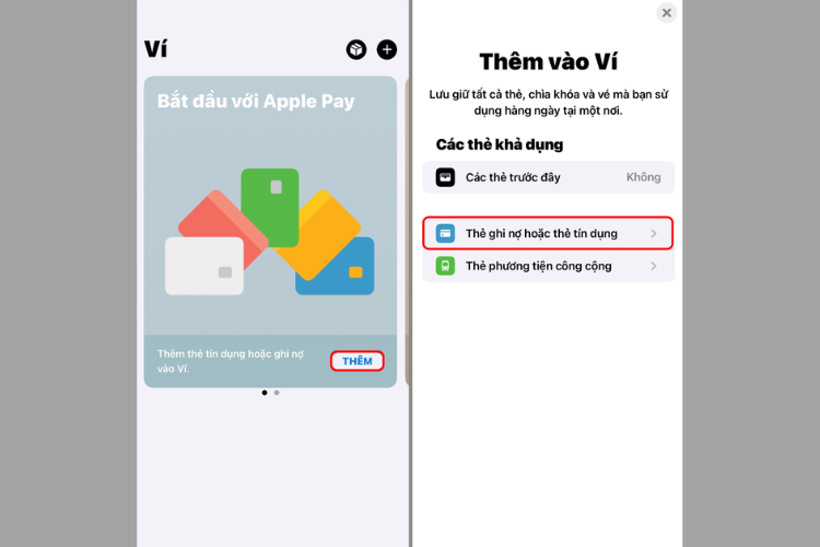 Mở ứng dụng ví Apple
