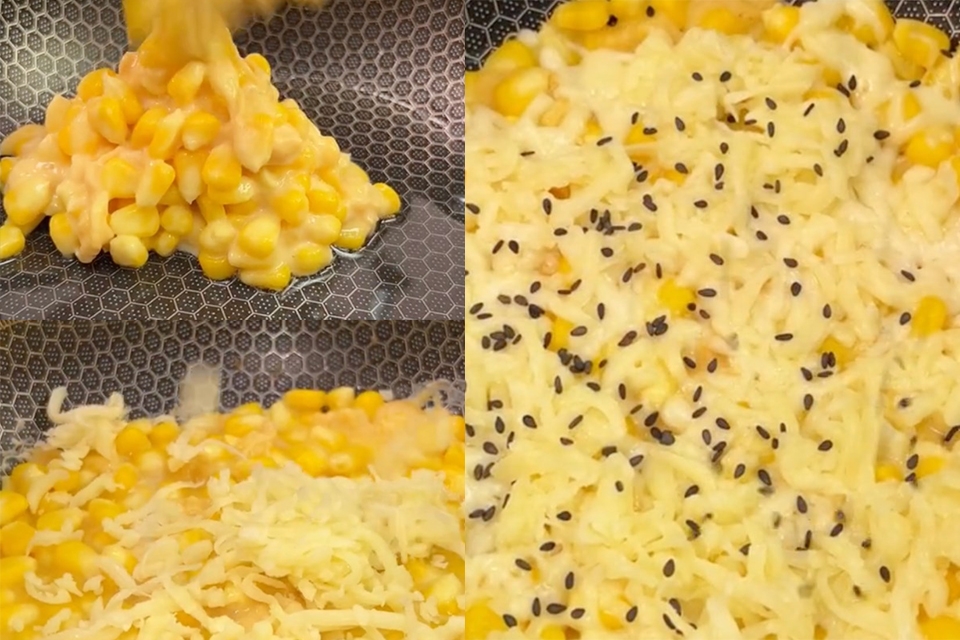 Bước 3: Chiên pizza bắp