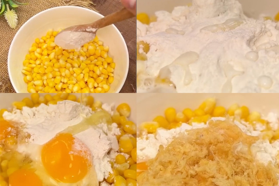 Bước 2: Trộn bắp với bột