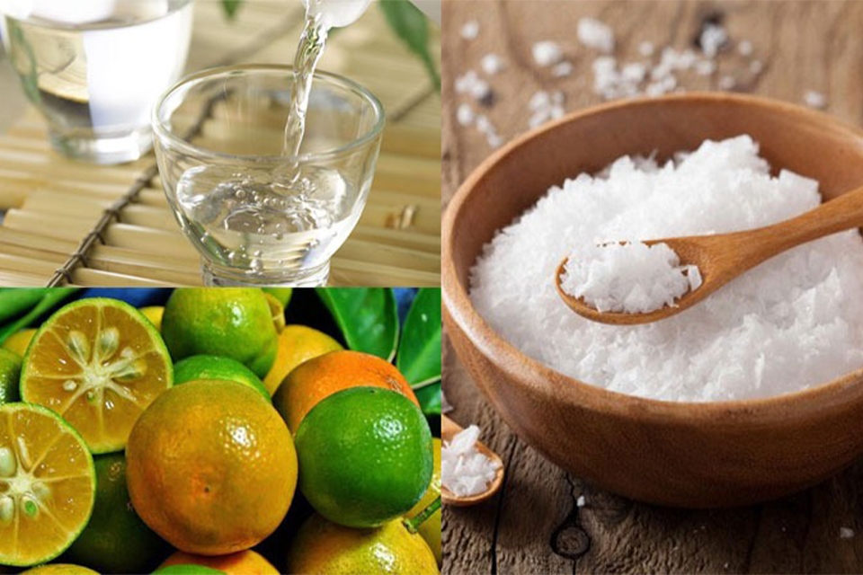 Sử dụng kết hợp chanh, muối, giấm, nước rửa bát