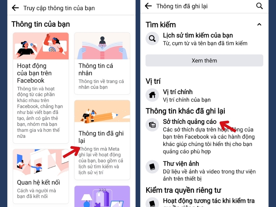 Cách 2: Xóa bớt mục “sở thích” (hình 6)