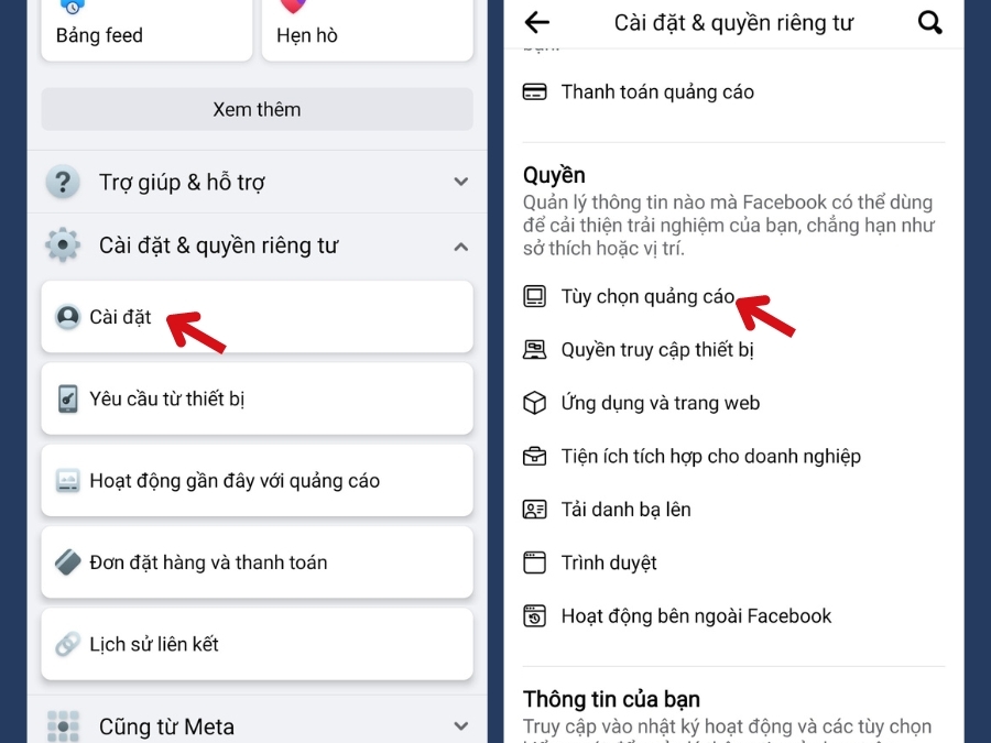Cách 3: Xóa quyền gợi ý quảng cáo dựa trên thông tin cá nhân (hình 1)