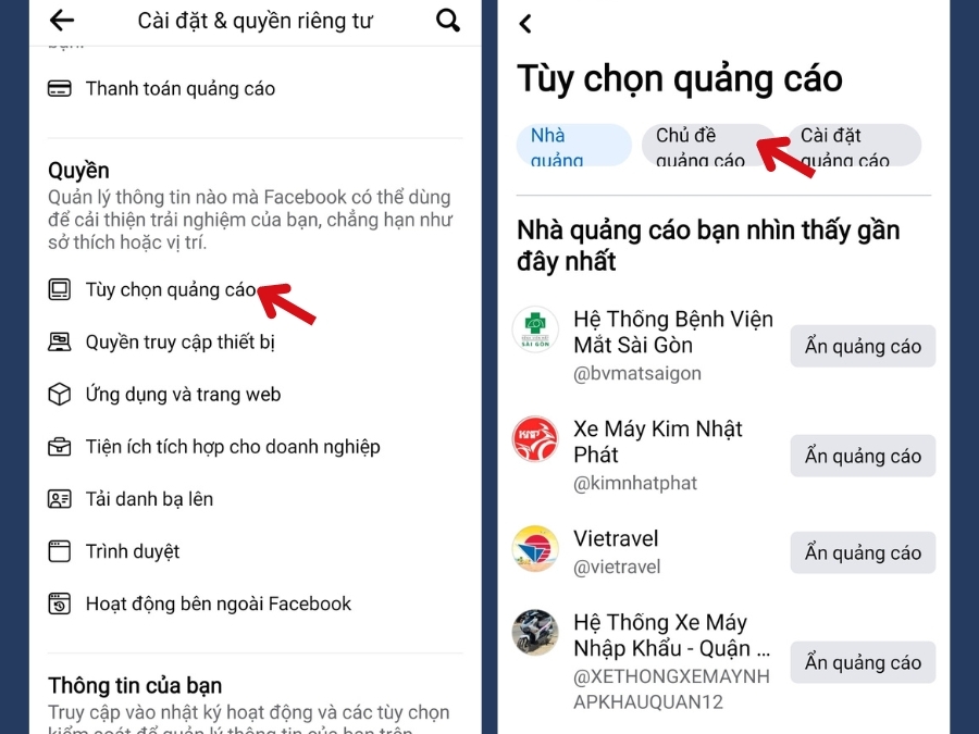 Cách 4: Hạn chế các chủ đề quảng cáo không phù hợp (hình 1)