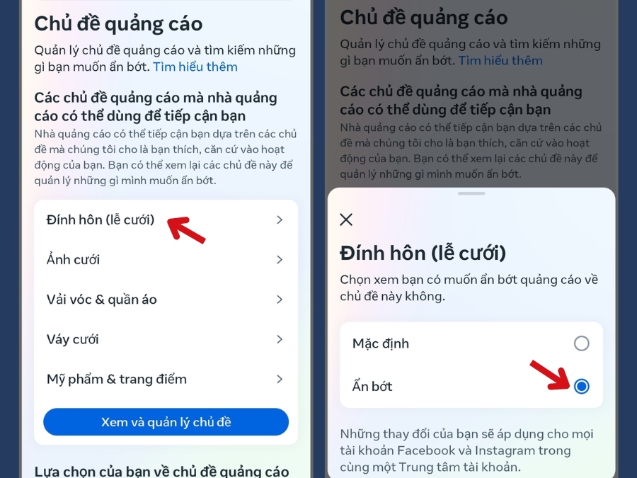 Cách 4: Hạn chế các chủ đề quảng cáo không phù hợp (hình 5)
