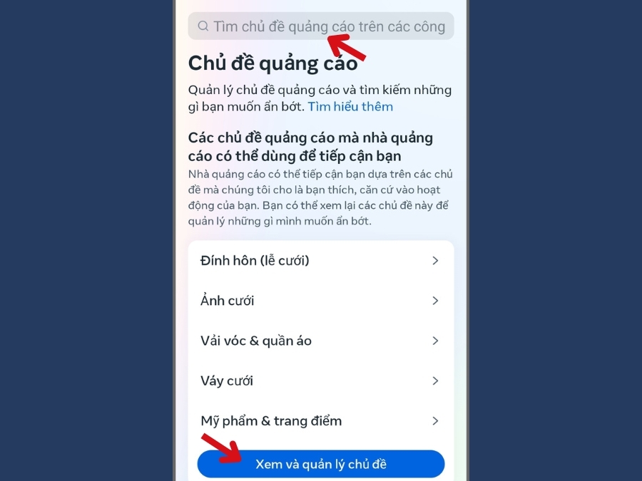 Cách 4: Hạn chế các chủ đề quảng cáo không phù hợp (hình 6)
