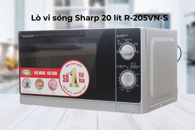 Thiết kế nhỏ gọn và thanh lịch của Sharp 20 lít R-205VN-S