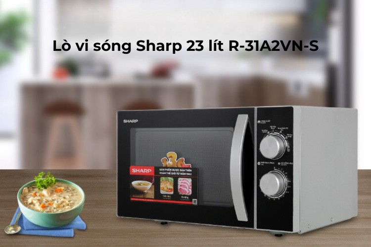 Kiểu dáng sang trọng và hiện đại của lò vi sóng Sharp 23 lít R-31A2VN-S