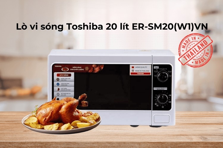 Lò vi sóng Toshiba 20 lít ER-SM20(W1)VN có màu trắng trang nhã, hiện đại