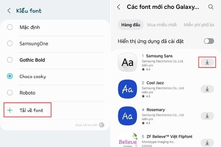 Cách thay đổi kiểu chữ trên điện thoại Samsung 5