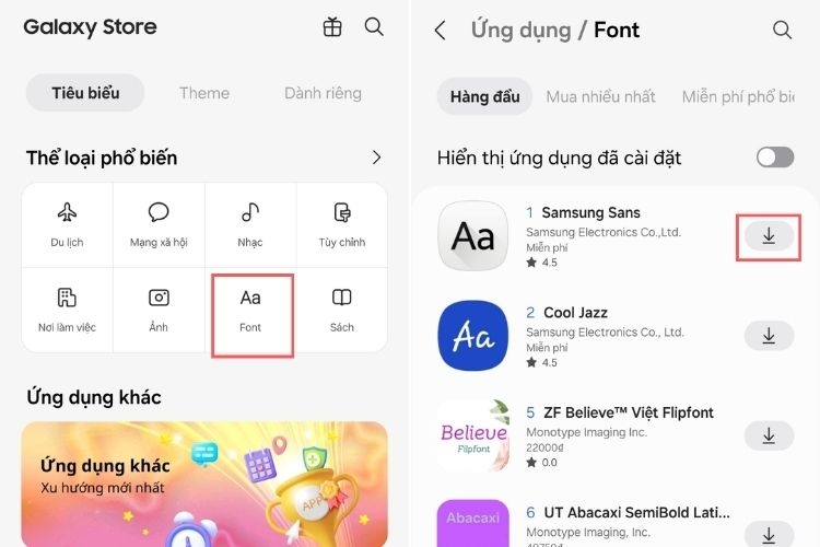 Cách thay đổi kiểu chữ trên điện thoại Samsung 7